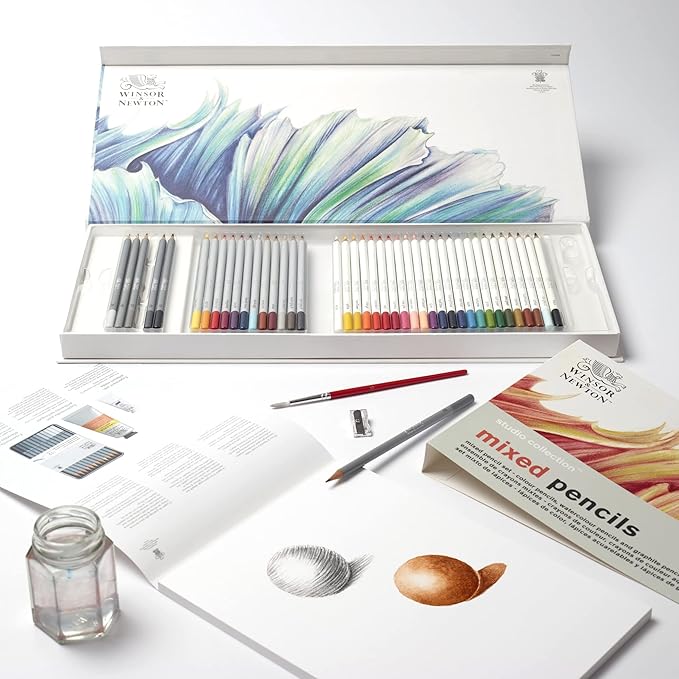 Winsor & Newton Studio Collection Artist Pencils, Mixed Pencil Box Set, 45 piece