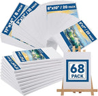 Canvas Boards for Painting, Canvases for Painting with 9 x 12, 11x14, Canvas Panels Set Boards with 5x7, 8x10, 9x12, 11x14, 68 Value Pack for Acrylic, Oil, Tempera & Watercolor Paint