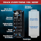 Ultimate RPG Spell Tracker for DND (4 pk)- Keep Track of All Magic Stats, Levels, Modifiers Easily w Adjustable Place-Locking Dials & Protective Cover- Compatible w Dungeons Dragons 5e Tabletop Games