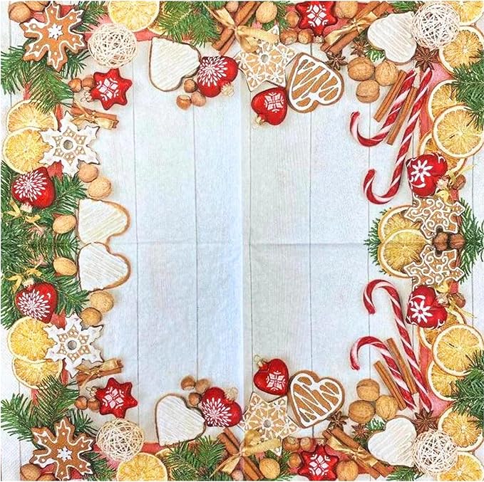 20-ct 13x13 Christmas Paper Decoupage Napkins, 3-Ply Servilletas Tissue Napkin for Dinner and Parties, Disposable Napkins (Flavors)