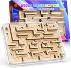 Handheld Fidget Puzzle Game for Kids and Adults - Challenging Wooden Labyrinth Marble Maze for Teen Boys - Fun Brain Teaser Puzzle Fidget Toys for Travel Stocking Stuffer Party Favor for Kids Ages 8+