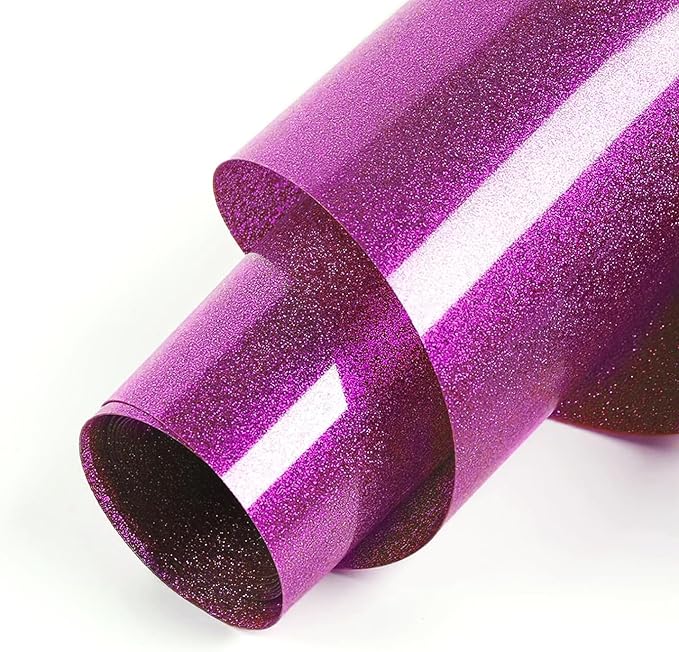 HTVRONT Purple Glitter Heat Transfer Vinyl - 10" x 5FT Glitter HTV Vinyl for T-Shirts, Iron on Vinyl for All Cutter Machines, SG-HTV-0466-E