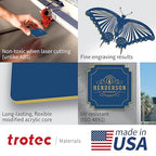 Trotec TroLase | 12"x20"x1/16", 4 Pcs | Navy Blue/Gold | 2 Ply | Modified Acrylic | Laser Engraving Double Color Plastic Sheet | Engraving Blanks for Laser, Saw, Guillotine | Made in USA