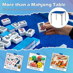 Giantex Folding Mahjong Table, 35" Square Card Table with Cup Holders, Removable Noise Reduction Mat, HDPE Tabletop, 4-Player Portable Domino Tables for Poker Blackjack Board Game (Dark Blue)