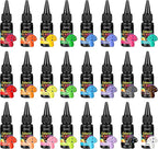 KISREL UV Resin, 24 Opaque Colored UV Resin Kit, Solid Colored UV Resins, Rigid Ultraviolet Clear Resin for Crafts, Jewelry Making and Decoration(20 g/Bottle)