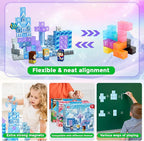 Magnetic Blocks - 100PCS Magnetic Building Block for Kids Age 3+, Transparent Magnet Cubes Blue Castle Princess Building Toy Sets, STEM Magnets Toys Birthday Gift for Boys Girls 4 5 6 7 8 9 10 11 12+