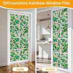 Stained Glass Window Privacy Film Decorative Rainbow Static Clings – Ideal for Home & Office, Adhesive-Free, Removable, UV-Blocking (Green Rainbow, 17.5 X 157.4 in)