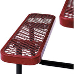 Global Industrial 46" Square Picnic Table, Expanded Metal, Red Thermoplastic Coating, Attached Benches, 1-1/2” Umbrella Pole Hole, Outdoor-Rated, 1000 lb Capacity