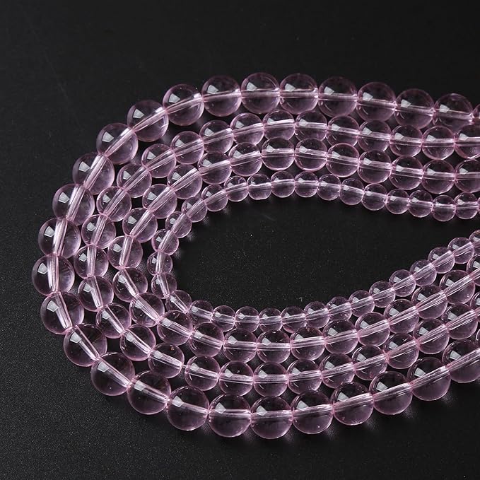 8mm 45pcs Smooth Rose Pink Glass Beads Quartz Crystal Round Loose Beads for Jewelry Making DIY Bracelet Necklace