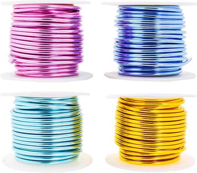 Mandala Crafts 8 Gauge Anodized Aluminum Craft Wire for Jewelry Making - 128 FT Colored Flexible Pastel Wire - Bendable for Bonsai Armature Crafting Sculpting