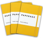 PAPERAGE Lined Journal Notebook, 3 Pack, (Yellow), 160 Pages, Medium 5.6 in x 8 in - 100 GSM Thick Paper – Hardcover Journaling Notebook for Work, School & Note Taking