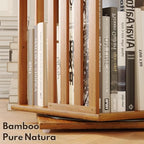 YOWOS Rotating Bookshelf Tower, 360 Display Spinning Bookcase, Bamboo Bookshelf Floor Standing Storage Rack, Wood Narrow Book Shelf Organizer for Kids&Adults, Walnut 6 Tier