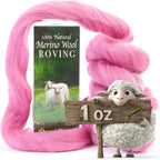 Desert Breeze Distributing 100% Natural Merino Wool Roving - Premium Combed Top Merino Roving Wool - Tapestry, Spinning, Wet Felting & Needle Felting Supplies - 21.5 Micron - 1 oz, Color Fuschia Pink