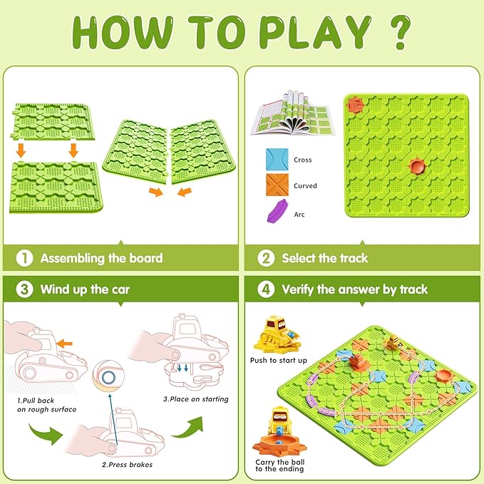 Brain Stem Activity Logic Kits, Board Teaser Games & Puzzles Toys with 200+ Challenges, 4 Difficulty Levels for Kids Ages 3-10, Educational Learning Maze Games for Toddlers