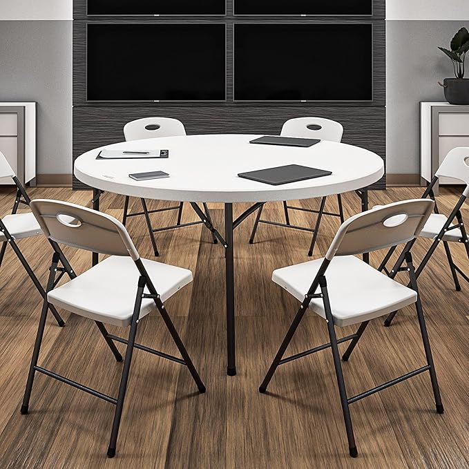 COSCO Commercial 5' (60") Round Blow Mold Table, White
