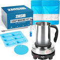 ZMSIB Soap Making Kit with 900ml Stainless Steel Melting Pot | All-in-One DIY Soap Making Kit with Silicone Mold | Digital Thermometer | Soap Base | Mixing Spoon | Heat Resistant Mat & Electric Stove