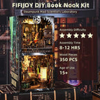 Book Nook Kit - DIY Miniature House Dollhouse Kit for Adults and Teens, Steampunk Booknook Tiny House Bookshelf Decor 3D Wooden Puzzle (Mad Scientist Lab)