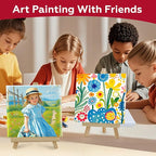 Stretched Canvas for Painting,24Pack 4X4 Inch Mini Stretched White Blank Canvas, 2/5In Profile Small Square Stretched Canvases,Canvas for Painting for Chilren,Birthday,Party,Teaching Class.