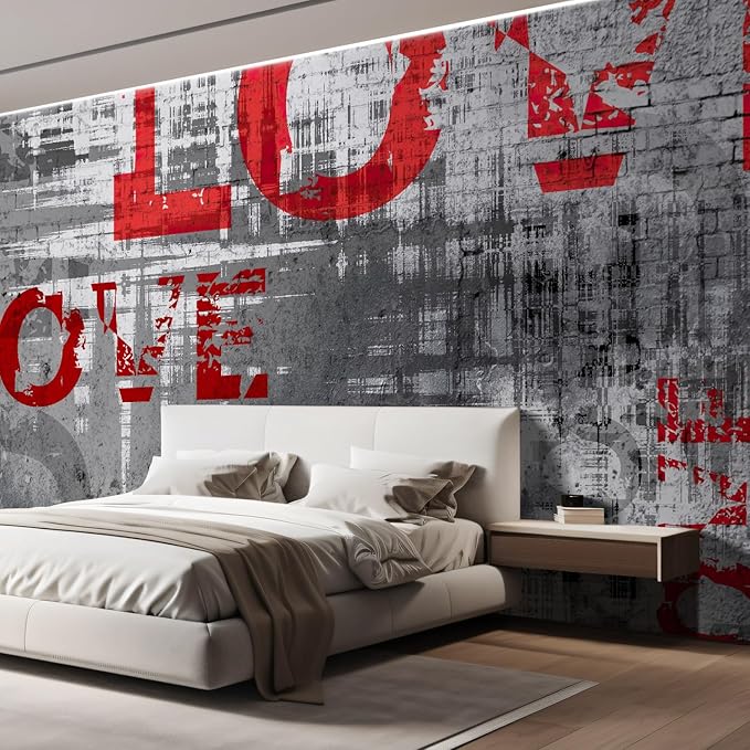 wall26 Wall Sticker/Wall Mural Love Letters Graffiti, Not Peel and Stick, Non-Woven Wallpaper Decorative for Bedroom, Living Room, Office - 120x168 inches