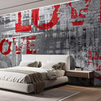 wall26 Wall Sticker/Wall Mural Love Letters Graffiti, Not Peel and Stick, Non-Woven Wallpaper Decorative for Bedroom, Living Room, Office - 99x96 inches