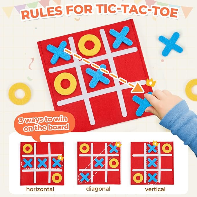 JoyCat Tic Tac Toe Strategic Board Game for Kids and Family,Birthday Party Favors,Classic Educational Toys for Goodie Bag Stuffers,Gifts for Students with Envelope,Easy to Store(Bulk Pack of 30)