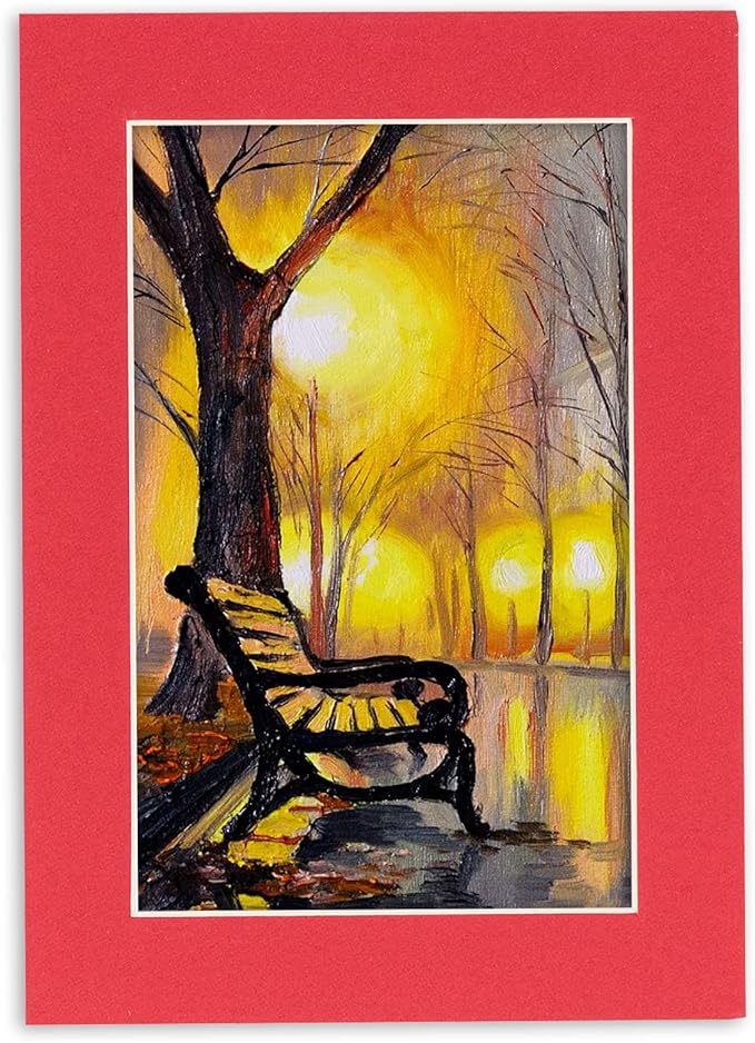 Pack of TEN 8x10 Mats Bevel Cut for 5.5x8.5 Photos - Acid Free Cardinal Red Precut Matboards For Pictures, Photos, Framing - 4-ply Thickness