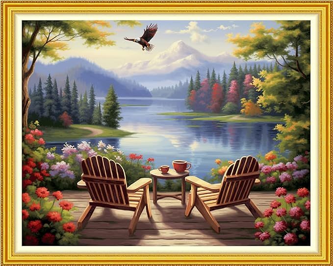 Artvxeay Cross Stitch Kits Stamped Full Range of Embroidery Kits for Beginners Adults 11CT Pattern Stitch Embroidery Kits Needlepoint Kits DIY - (Tea Break 16x20 inch)