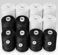 ilauke Sewing Thread, 12 Spool All Purpose Polyester Thread, Each 1000 Yards Sewing Thread for Hand Sewing,Quilting,Sewing Machine, 2 x White & 2 x Black