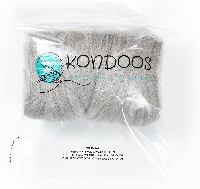 Natural Wool roving, 8 OZ. Best for Needle Felting, handcrafts and Spinning. Natural Colours, un-Dyed. (Gray Sand, 8 oz)