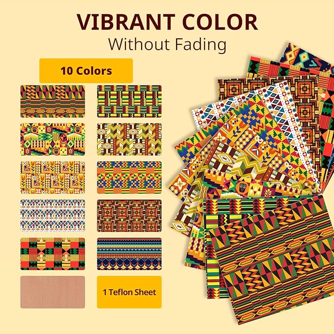 HTVRONT Kwanzaa HTV Vinyl Sheets - 11 Pack of 12x10 Inch Heat Transfer Vinyl for T Shirts, Easy Iron On Vinyl Bundle for Kwanzaa Decorations & Crafts