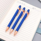 12 PCS 2 in 1 Stylus Ballpoint Pen with Stylus Tip, 1.0 mm Black Ink Metal Pen Stylus Pen for Touch Screens (Rose Gold & Light Blue)