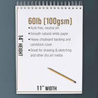 U.S. Art Supply 11"x14" Top Spiral Bound Sketch Book, 2 Pack, 100 Sheets Each, 60lb (100gsm), Acid-Free, Artist Sketchbook, Drawing Pad for Adults & Students