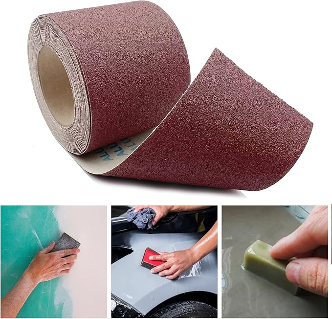 120 Grit Emery Cloth Roll, 4.5 Inch Wide 32.8 Ft Long (Equals 1/4 Sheet Sandpaper 71 Pcs) Abrasive Sandpaper Rolls for Metal Automotive Wood Furniture Sanding Paper Drum Palm Sander (120 Grit)