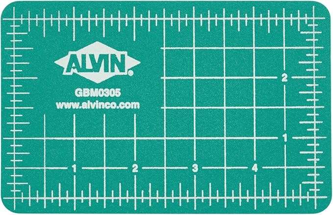 ALVIN GBM Self-Healing Cutting Mat 3.5 x 5 inch | Double-Sided Green/Black | 5-Layer Gridded Surface for Arts, Crafts and Sewing - Model GBM0305