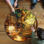 Round Puzzles for Adults 1000 Pieces, Hard Difficult Challenging Puzzles for Adults, Charming Bookstore Jigsaw Puzzles 1000 Pieces for Seniors, 3D Visual Flat Puzzle (26.6 x 26.6in)