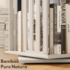 YOWOS Rotating Bookshelf Tower, 360 Display Spinning Bookcase, Bamboo Bookshelf Floor Standing Storage Rack, Wood Narrow Book Shelf Organizer for Kids&Adults (White, 6 Tier)