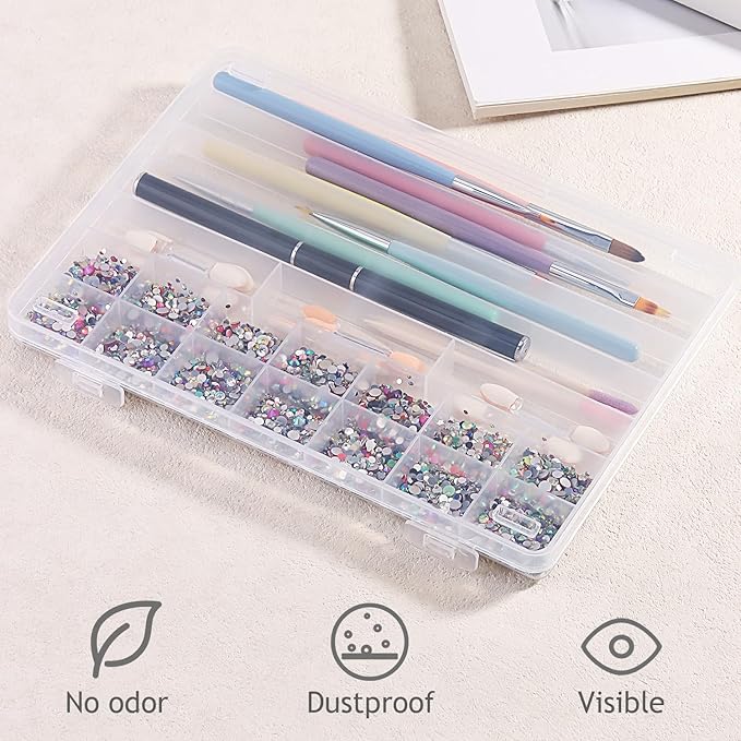 21 Grids Clear Large Plastic Organizer Box With Dividers, Bead Organizers And Storage Compartment Container For Nail Accessories/Jewelry/Craft/Screw/Small Parts/Diamond Painting Art Tools