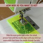 Madam Sew Seam Allowance Ruler and Magnetic Seam Guide for Sewing Machine | Perforated Seam Gauge for Perfect 1/8” to 2” Straight Line Hems | Includes 1/4” Pivot Point and 45 Degree Trim Line