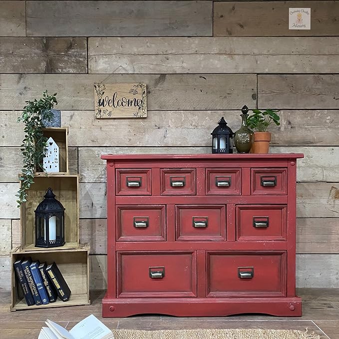 Dixie Belle Paint Company Chalk Finish Furniture Paint - Barn Red (32oz) - Matte Deep Red Chic Chalk Mineral DIY Furniture Paint