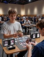 Card Deck Box for MTG with Commander Display, 5 in 1 Card Deck Case Holds 800+ Unsleeved Cards, Strong Magnet Organizer Compatible with Yugioh TCG Sports Cards (Black&Grey)