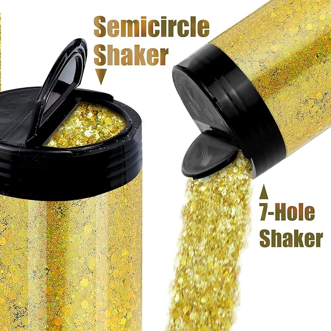 Chunky Glitter, 160G/5.64OZ Craft Glitter for Epoxy Resin, Mixed Fine Glitter & Chunky Glitter, Metallic Chunky Glitter for Hair, Nail Arts, Body, Bulk Glitter for DIY Tumbler Painting (Xmas Green)