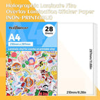 TECKWRAP Laminating Sheets Clear Laminate Sheets Sticker Paper for Inkjet Printer Clear Vinyl for Printable Vinyl Sticker Paper Photo Paper 8.26" x 11.69" A4 28 Sheets, Glossy