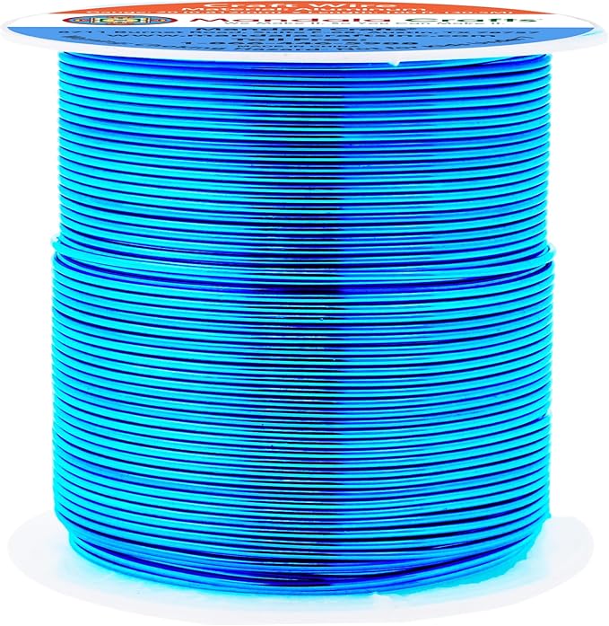 Mandala Crafts 20 Gauge Anodized Aluminum Craft Wire for Jewelry Making - 100 FT Colored Flexible Bondi Blue Wire - Bendable for Bonsai Armature Crafting Sculpting