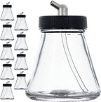 Master Airbrush (Pack of 10) TB-004 Empty 2.7-Ounce (80cc) Glass Jar Bottles with 60° Down Angle Adaptor Lid Assembly - Fits Single-Action Siphon Feed Airbrushes, Use with Master Badger Paasche, Iwata