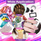 Renfio 2 Sizes Glitter, 2.11oz/60g Purple Glitter, Holographic Fine Glitter Mix Chunky Glitter for Crafts Sequins Valentines Resin Glitters PET Flakes for Nail Art Tumblers Slime - Laser Light Purple