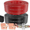 8 Gauge Wire Copper Aluminum CCA 50FT(25FT Red+25FT Black) Power & Ground Cable with 60A Fuse Holder,8ga Lugs,3:1 Heat Shrink Tube - Amp Wiring Kit for Car Audio,Battery,RV Trailer,Marine