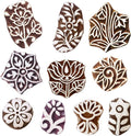 Royal Kraft Floral Wooden Printing Stamps (Set of 10) - DIY Henna Fabric Textile Paper Clay Pottery Blocks Htag2176