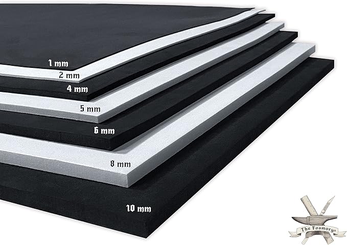 Shape Retention EVA Cosplay Foam 2mm (1mm-10mm) 14x39 inch Black or White High Density EVA Foam Sheets. Premium 85 kg/m3 Heat Shape Material for DIY Convention or Halloween Costumes by The Foamory