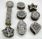 Pack of Nine Exotic Wooden Block Stamps/ Tattoo/ Indian Textile Printing Blocks
