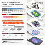 Shuttle Art 124 PCS Drawing Kit, Professional Drawing Supplies with Sketch, Charcoal, Colored, Graphite, Pastel Pencils & Sticks, Complete Drawing Tools and Paper Pads in Zipper Case for Artists&Kids